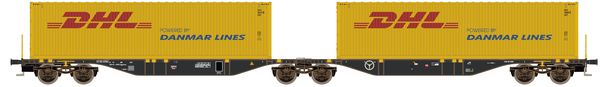 Kato HobbyTrain Lemke 58955 - Container Wagon Sggmrss 90 PKP Cargo with x2 DHL Containers